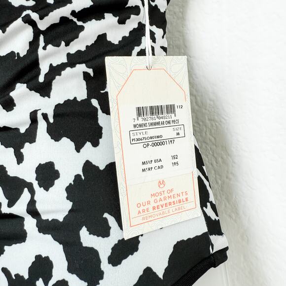 Maaji Reversible Cow Print One‎ Piece Swimsuit Black White Sz Medium Western NWT - Picture 4 of 10